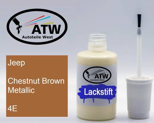 Jeep, Chestnut Brown Metallic, 4E: 20ml Lackstift, von ATW Autoteile West.